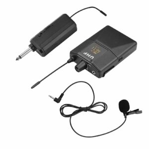 Sistem de microfon fără fir UHF cu microfon Body-pack Transmițător și receptor Mufă de 6,35 mm cu adaptor de 3,5 mm pentru difuzor - Image 1