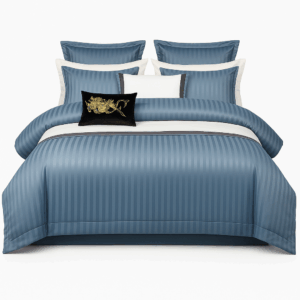 JRH bed linen, 2 persons, 100% polyester, fitted sheet 230 x 250 cm, duvet cover 200 x 230 cm, 2 pillowcases 50 x 75 cm, blue/white - Image 1