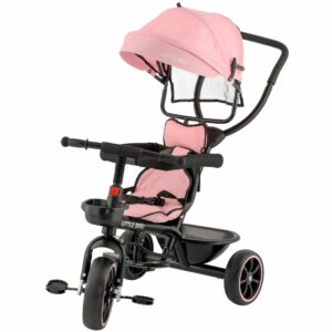 Tricicleta pentru copii roz little bird cu pedale - Image 4