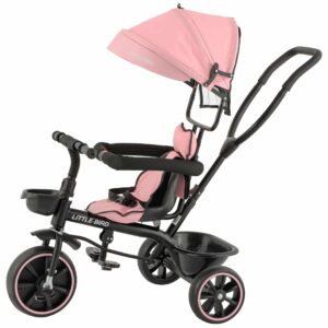 Tricicleta pentru copii roz little bird cu pedale - Image 1