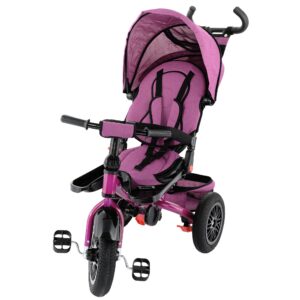 Tricicleta 4 in 1 rotativa cu pozitie de somn Little Bird pink/mov - Image 7