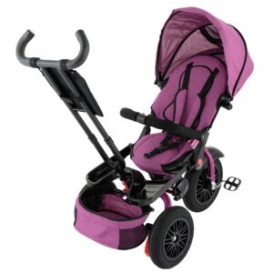 Tricicleta 4 in 1 rotativa cu pozitie de somn Little Bird pink/mov - Image 12