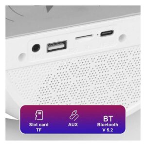 Boxa Multifunctionala G 3 in 1 JRH, Lampa LED RGB Smart, Boxa Bluetooth, Incarcator Telefon Wireless, Lumina RGB, Alb - Image 6