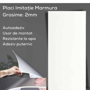 Set of 10 Self-Adhesive Marble Imitation Wallpaper, Waterproof, Modern Design, Easy to Install, Strong Adhesive, 2mm Thickness, 3.6 sq m Coverage Area, 30 x 60 cm, White - Image 3