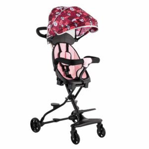 Foldable stroller, Sport, pink, With removable UV protection canopy, For children between 6 and 36 months, Footrest, 2 swivel wheels and wheel lock, 3-point seat belt