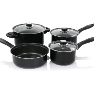 Set vase de gatit, 7 piese, otel carbon, negru - Image 3