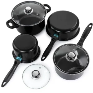 Set vase de gatit, 7 piese, otel carbon, negru - Image 1