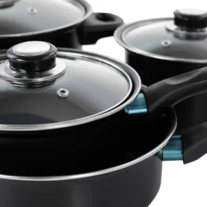 Set vase de gatit, 7 piese, otel carbon, negru - Image 10