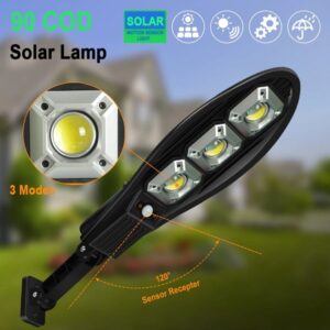 Lampa solara stradala Set de 4, COB, 90 x LED, 3 moduri de functionare, buton ON/OFF, cu telecomanda - Image 4