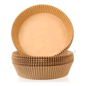 Set of 100 pieces of baking paper for air fryer, single use, 20cmx4.5 cm, Brown, Round