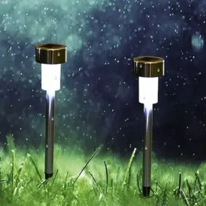 Pachet 10 lampi solare LED de exterior pentru gradina jrh, dispersor lucios, 0.06W, 1 lm, 200 mAh, Inox, 36 cm - Image 5