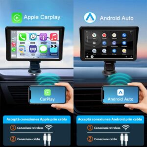 Portable Car Navigation Apple Carplay/Android 7094P Multimedia System, Touch Screen, 7 Inch 1080P Full HD, Bluetooth, Mirror Link/TF Card/USB/AUX, Black - Image 7