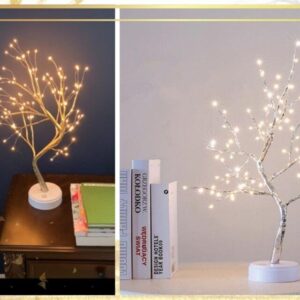 Lumină pentru copac Bonsai cu fulgi de zăpadă - Lampă artificială pentru copac cu fulgi de nea de 20 inchi cu lampă pentru copac cu fulgi de nea cu 60 LED - Image 2